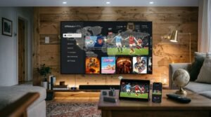 Worldwide IPTV streaming setup on Smart TV, Firestick, and mobile devices showing stable channels and global access